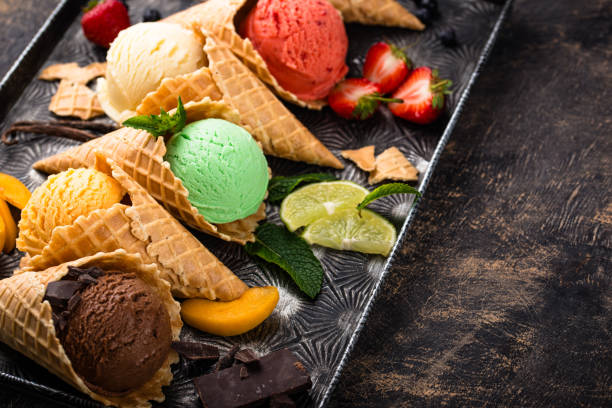 istock Assortment of different taste of ice cream 1607394185