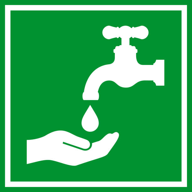 Please wash your hands vector sign Please wash your hands vector sign on green background water sanitation worker washing faucet stock illustrations