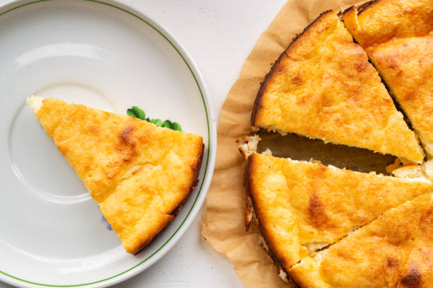 top view of a slice of pie on a plate