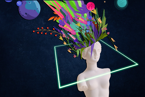 Representation of a person potentially growing while being connected to Metaverse