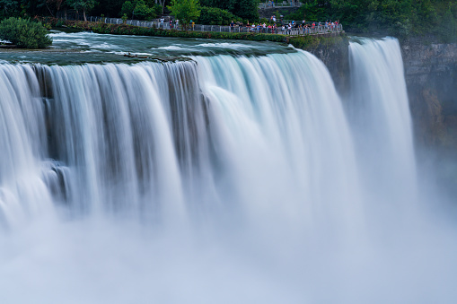 A long exposure photo of the American - Canadian waterfalls Niagara Falls.