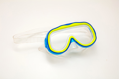 Diving mask snorkel equipment isolated on white background.