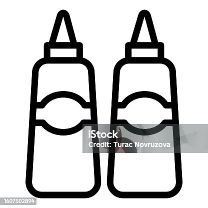 istock Sauce and mustard line icon, Street food concept, sauce bottles sign on white background, Bottles of ketchup and mustard icon in outline for mobile web design. Vector graphics. 1607502894