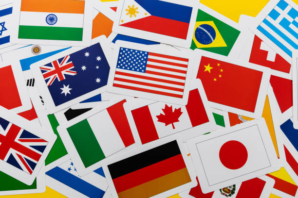 istock Heap of different national flags 1607505618