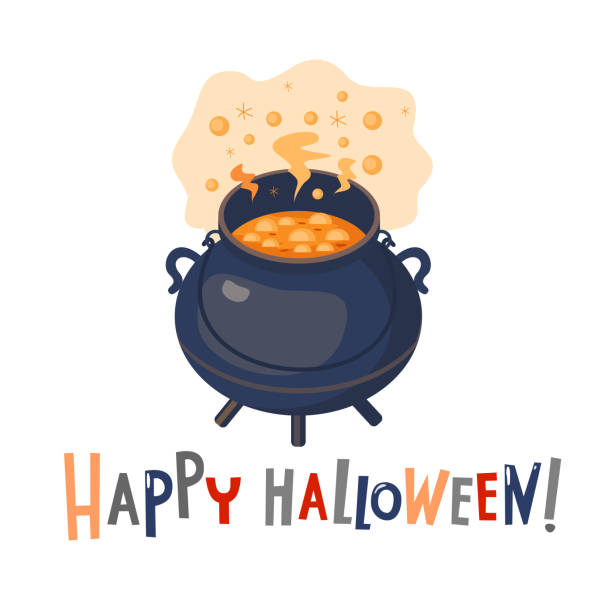 ilustrações, clipart, desenhos animados e ícones de inscrição caldeirão de halloween - witch voodoo smiling bizarre