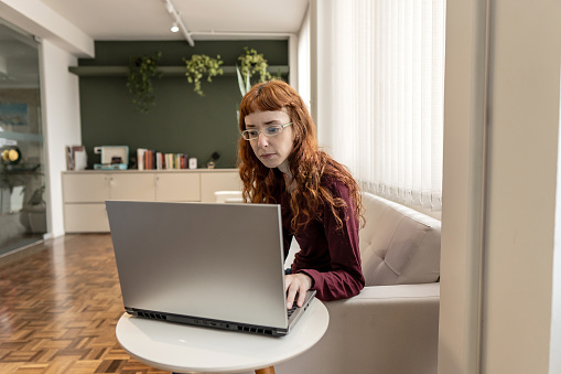 Autistic woman working in coworking