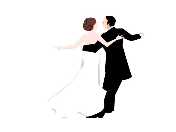 ilustraciones, imágenes clip art, dibujos animados e iconos de stock de un par de bailes - dancing women wedding reception men