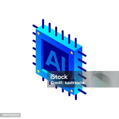 istock Vector Illustration of Artificial Intelligence, Isometric Icon and Three Dimensional Design. Cloud Computing, Downloading, Hardware, Network, Database, Chip. 1607553225