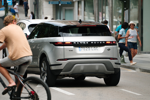 Santander, Spain - 10 August 2023: A modern Range Rover Evoque in a city street