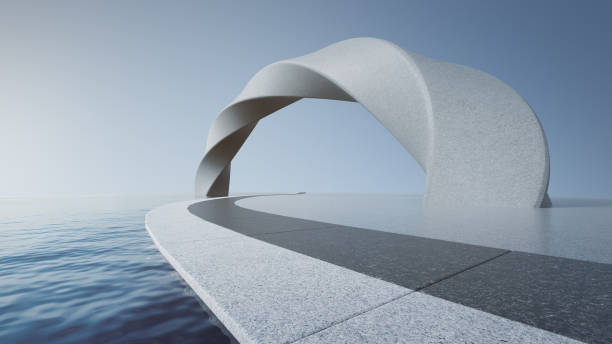 istock Abstract architecture design of modern building. Empty parking area floor and concrete structure. 1607578619