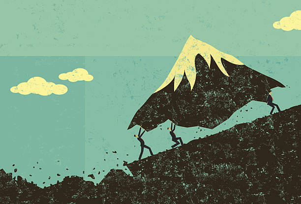 illustrations, cliparts, dessins animés et icônes de déplacer des montagnes - people ideas concepts growth