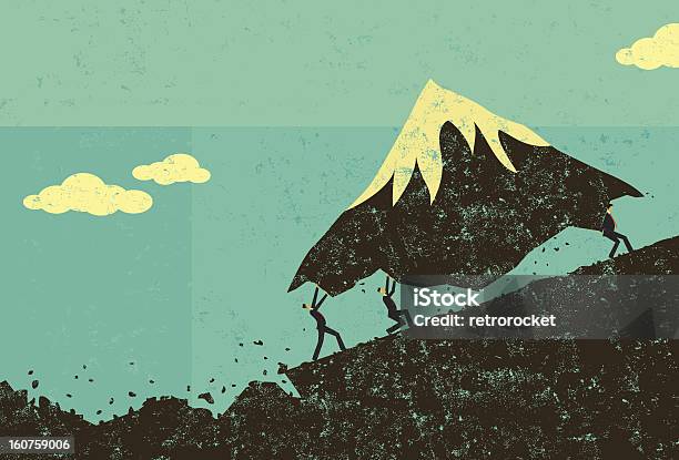 Moving Mountains Stock Illustration - Download Image Now - Teamwork, Concepts, Mountain