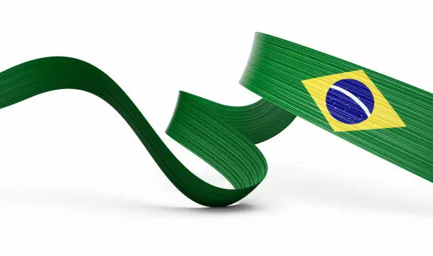 3d Flag Of Brazil 3d Wavy Shiny Brazil Ribbon Isolated On White Background 3d Illustration