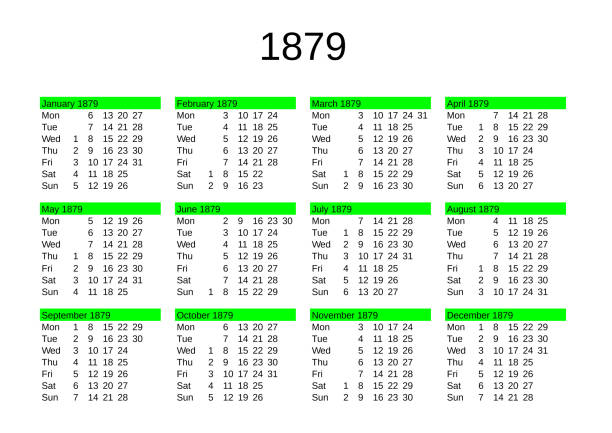 Year 1879 Calendar In English Stock Illustration - Download Image Year 1879 Calendar In English Stock Illustration - Download Image