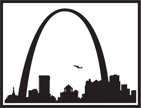 A silhouette of the St Louis skyline