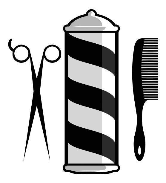 ilustraciones, imágenes clip art, dibujos animados e iconos de stock de barber shop iconos - barbers pole