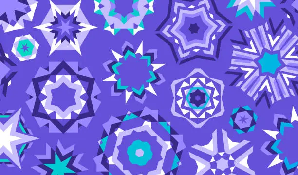 Vector illustration of Winter Snowflake Modern Geometric Shapes Background