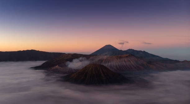 istock Stunning Aerial View of Sunrise at Mount Bromo, East Java | Volcanic Landscape 1607809601