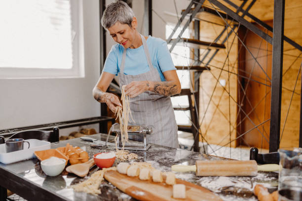 Woman making homemade pasta