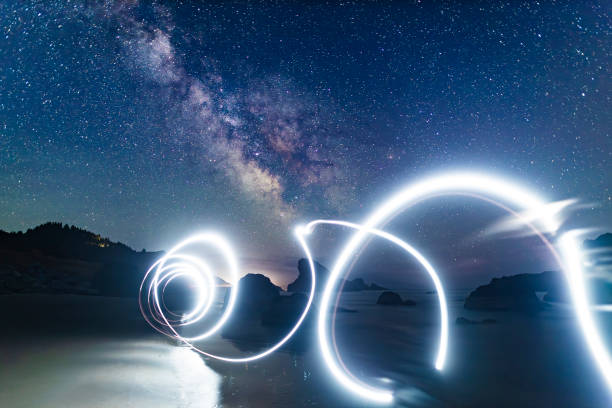 Light Painting and Milky Way at Rocky Beach