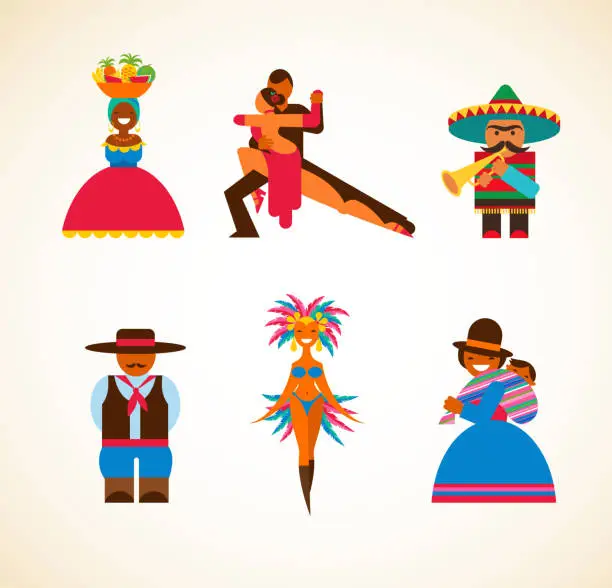 Vector illustration of South American people - concept illustration