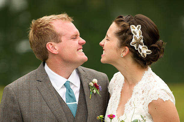 Young, Attractive Couple Goof Around stock photo