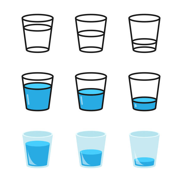 illustrations, cliparts, dessins animés et icônes de verre d’eau jeu d’icônes vector design. - glass water half full empty