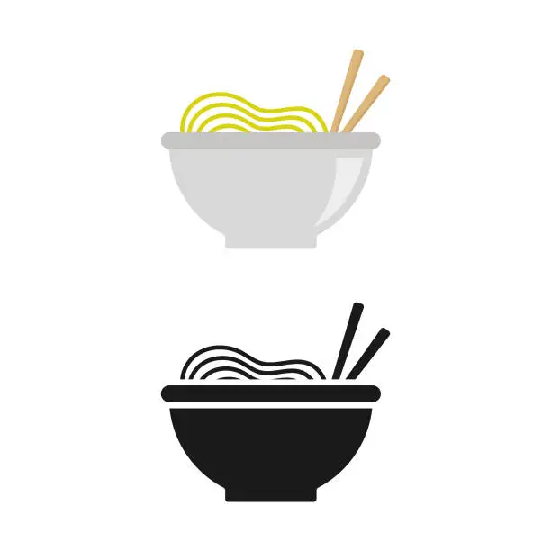 Vector illustration of Noodles Icon Vector Design on White Background.