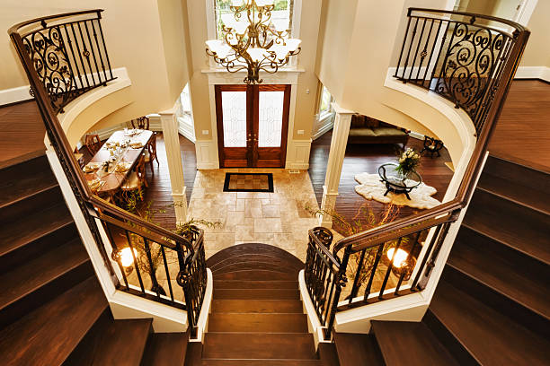 istock Luxury custom home entrance interior grand staircase 160788962