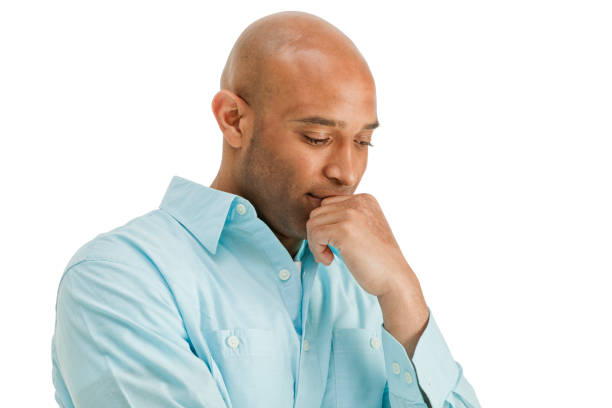 Black Adult man contemplating on white