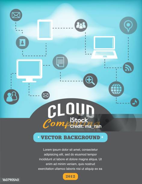 Stile Vintage Poster Di Cloud Computing - Immagini vettoriali stock e altre immagini di Telefono - Telefono, Affari, Astratto