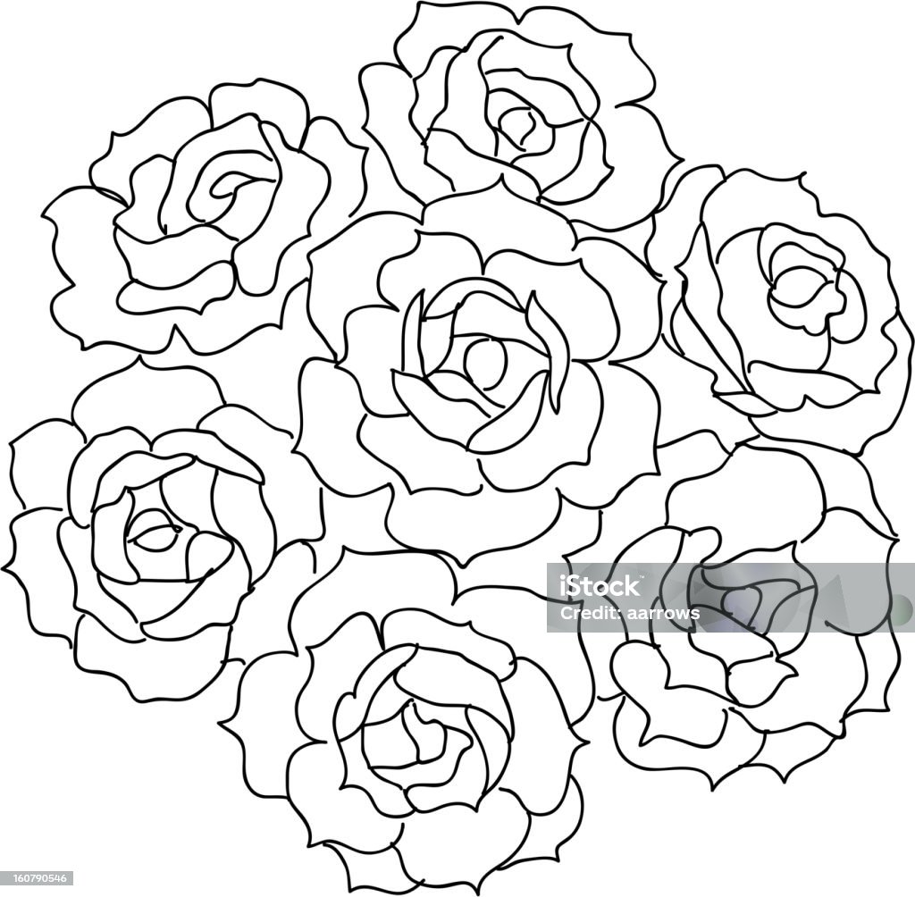 Grand bouquet de roses - clipart vectoriel de Bouquet formel libre de droits