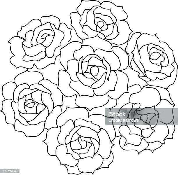 Grand Bouquet De Roses Vecteurs libres de droits et plus d'images vectorielles de Bouquet formel - Bouquet formel, Drap, Fleur - Flore