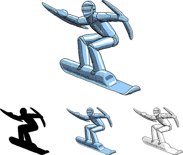 Robot Surfer vector art illustration