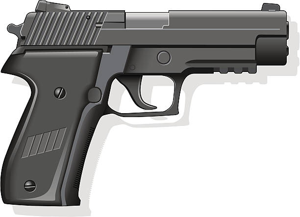 Sig Sauer P226 service-type pistol Vector illustration of a black handheld semi-automatic pistol gun barrel stock illustrations