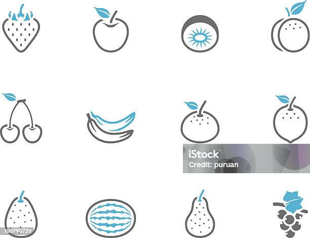 Ícones De Frutas Frescas Duotone - Arte vetorial de stock e mais imagens de Abacate - Abacate, Alimentação Saudável, Azul