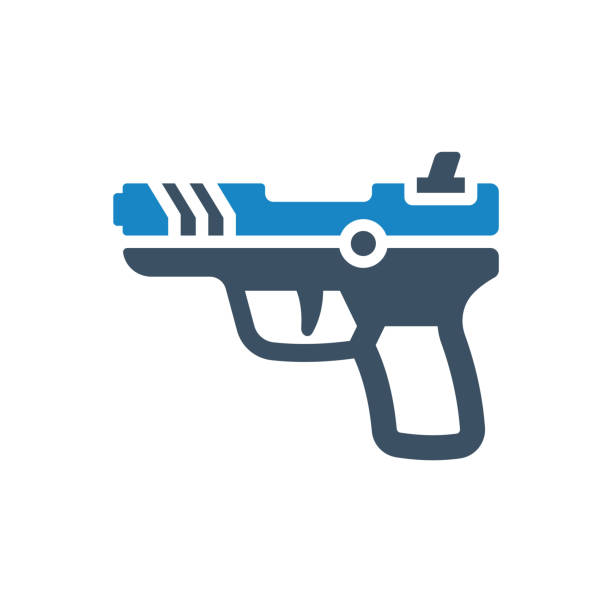 illustrations, cliparts, dessins animés et icônes de icône de pistolet ou icône de pistolet - gun handgun silhouette outline
