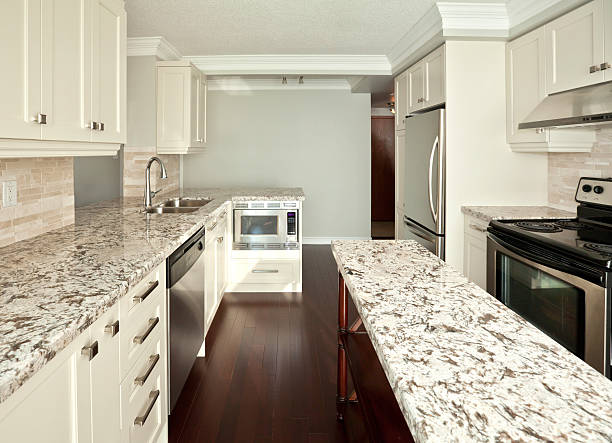 Kitchen Modern kitchen with marble countertops trishz stock pictures, royalty-free photos & images