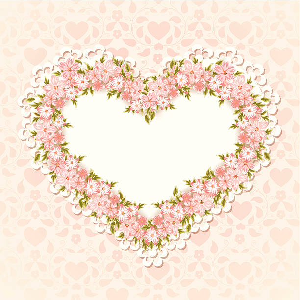 Greeting card. Valentine's day background. Heart of flowers vector art illustration