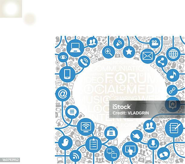 Vector Background Speech Bubble Shape And Network Icons Stock Illustration - Download Image Now