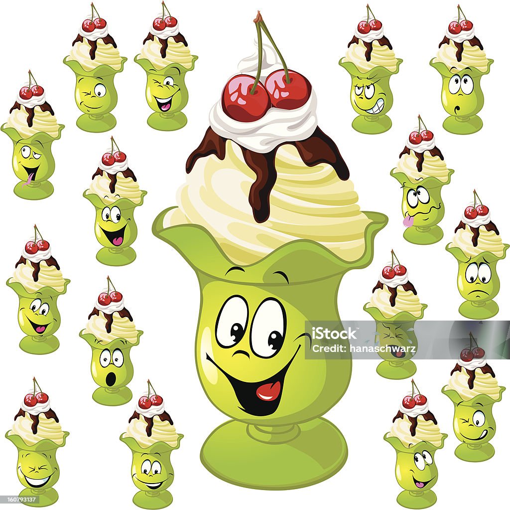 ice cream cup with many facial expressions ice cream cup with many facial expressions isolated on white background Candy stock vector