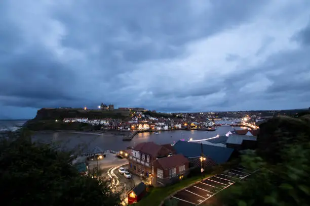 Photo of Overlooking the town of Whitby in North Yorkshire, UK at dusk