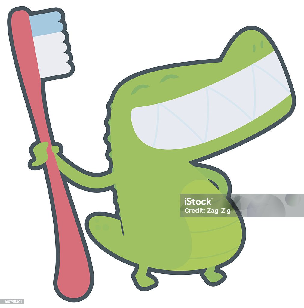 Krokodyl z Szczoteczka do zębów - Grafika wektorowa royalty-free (Białe tło)