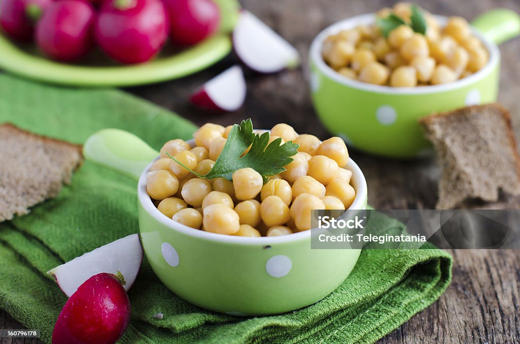 Gekochte Kichererbsen mit Petersilie - Lizenzfrei Bohne Stock-Foto