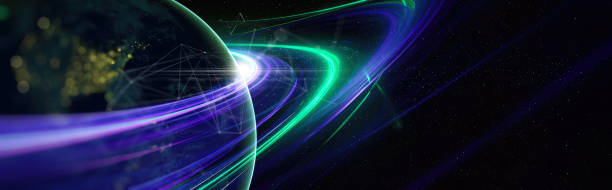 istock Communication technology for internet business. Global world network and telecommunication on earth cryptocurrency and blockchain and IoT. with 3D software and Based on imagery from NASA. https://www.nasa.gov/specials/blackmarble/2016/globalmaps/BlackMarb 1607968977