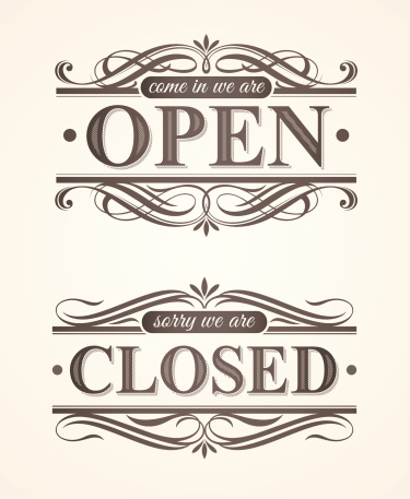 Open and Closed - ornate retro signs