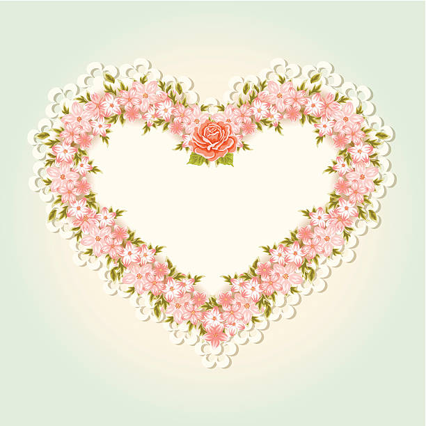 Greeting card. Valentine's day background. Heart of flowers vector art illustration