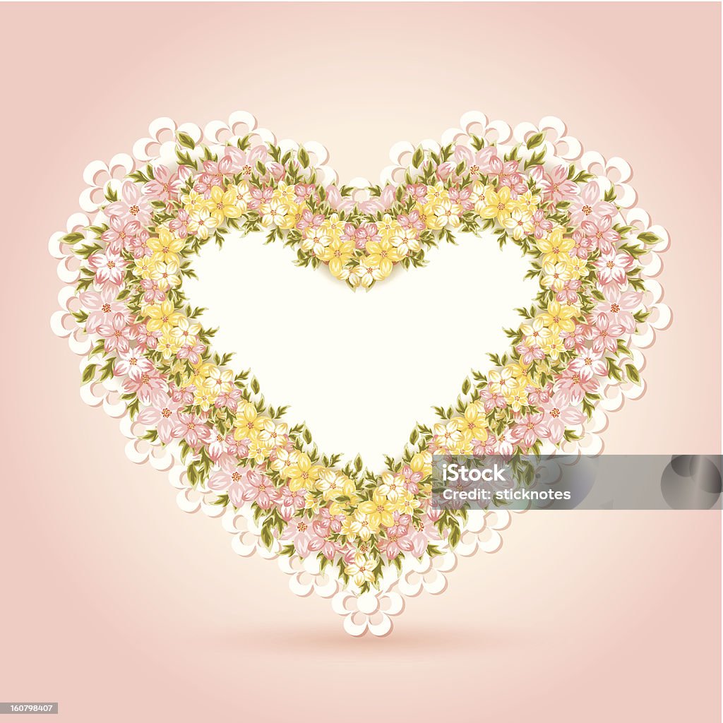 Kartka okolicznościowa. Valentine's day w tle. Serce z kwiatów - Grafika wektorowa royalty-free (Element projektu)