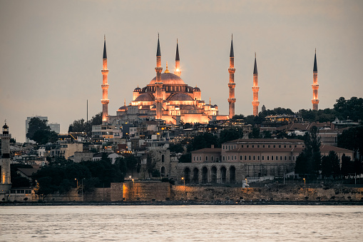 a view from Salacak Üsküdar to Blue Mosque at historic peninsula Istanbul Turkey