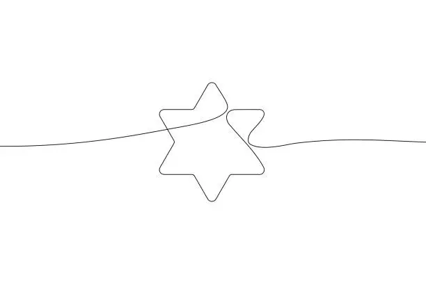 Vector illustration of Star of David one continuous line banner vector illustration